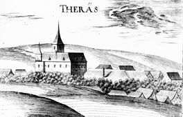 Theras. Stich von G. M. Vischer (1672) - © Digitalisierung: Thomas Kühtreiber