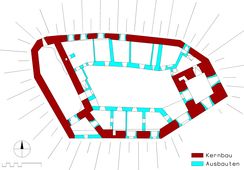 Therasburg. Bauphasenplan (2006) - © Grundlage: Adalbert Klaar; Baualter und Digitalisierung: Patrick Schicht