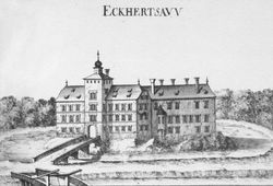 Eckartsau. Historische Darstellung des Schlosses aus dem 17. Jh. - © Georg Matthäus Vischer
