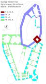 Ernstbrunn I. Bauphasenplan des Burg-Schlosses (Erd- bzw. Kellergeschoß) (2007) - © Plangrundlage: Adalbert Klaar (1967/68). Baualter: Gerhard Reichhalter. Digitalisierung: Patrick Schicht