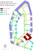 Ernstbrunn I. Bauphasenplan der Kernzone des Burg-Schlosses (Erdgeschoß) (2007) - © Plangrundlage: Adalbert Klaar (1967/68). Baualter: Gerhard Reichhalter. Digitalisierung: Patrick Schicht