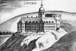Loosdorf II. Vischer-Stich mit dem abgekommenen Vorgängerbau des Schlosses im Hintergrund  (1672) - © Georg Matthäus Vischer