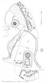 Sachsengang. Planaufnahme der Burganlagen Sachsengang und (nördl. davon) Oberhausen - © aus: Schad’n: Hausberge, 190