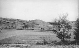 Schloßberg. Foto der noch unbewaldeten Höhe von N aus dem Jahr 1942 - © aus: Schad’n: Bildatlas